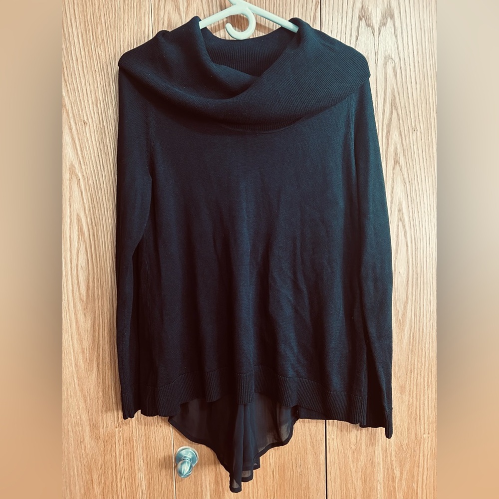 Bianca Nygard Black Cowl Neck Women's Sweatshirt With Lace Feature on the Back